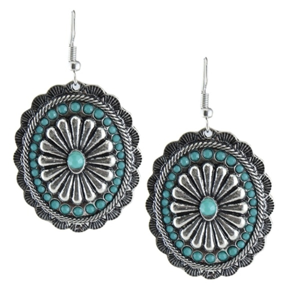 Jewelry - Silver and Turquoise Concho Earings